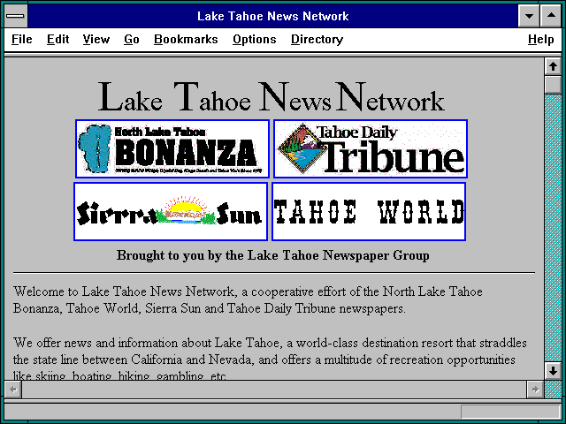 Screenshot of Lake Tahoe News Network