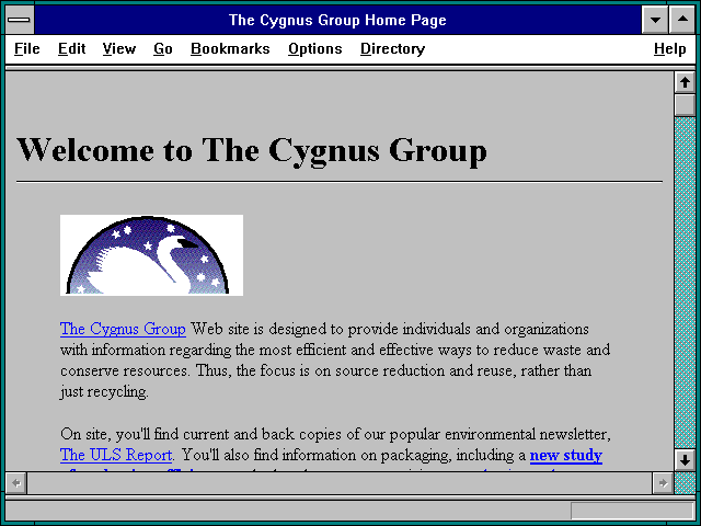 Screenshot of The Cygnus Group Home Page