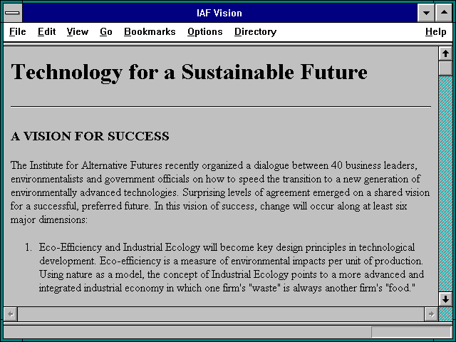 Screenshot of IAF Vision