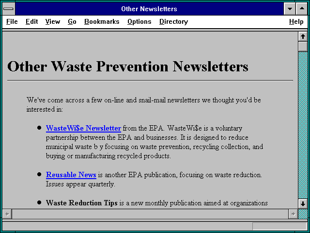 Screenshot of Other Newsletters