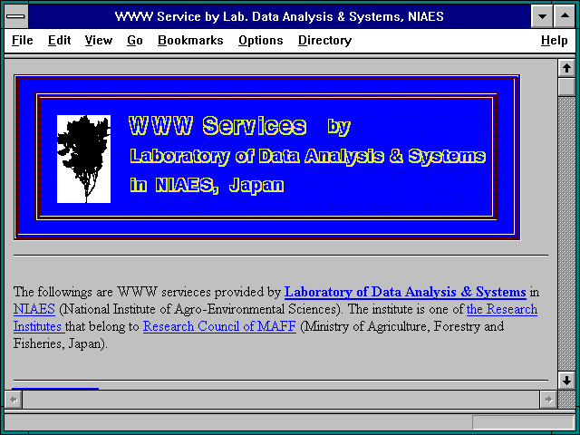 Screenshot of WWW Service by Lab. Data Analysis & Systems NIAES