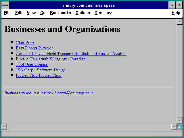 Screenshot of armory.com business space