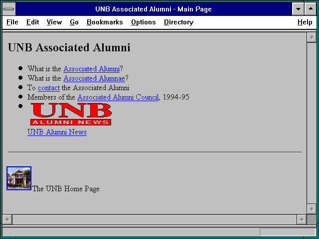 Screenshot of UNB Associated Alumni - Main Page