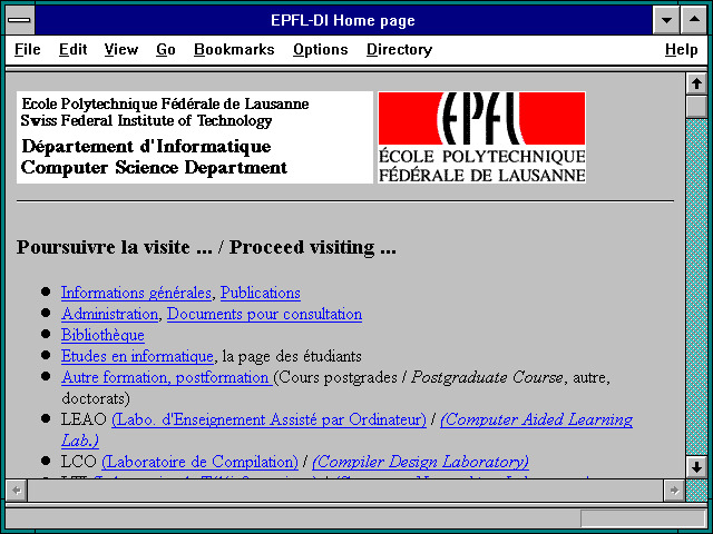 Screenshot of EPFL-DI Home page