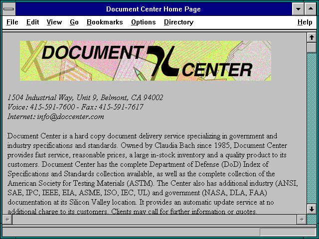 Screenshot of Document Center Home Page