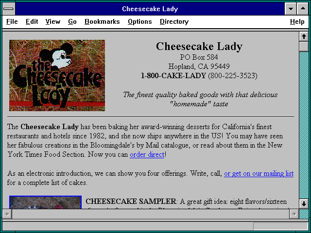 Screenshot of Cheesecake Lady