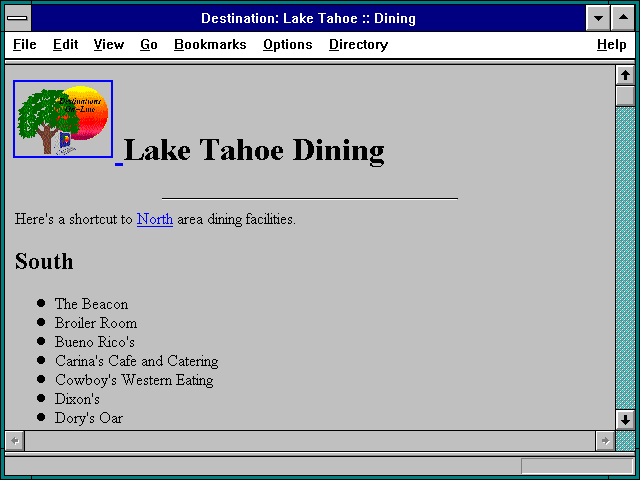 Screenshot of Destination: Lake Tahoe :: Dining