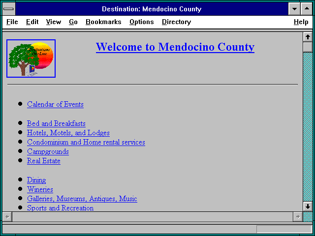 Screenshot of Destination: Mendocino County