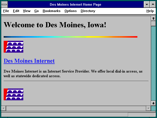 Screenshot of Des Moines Internet Home Page