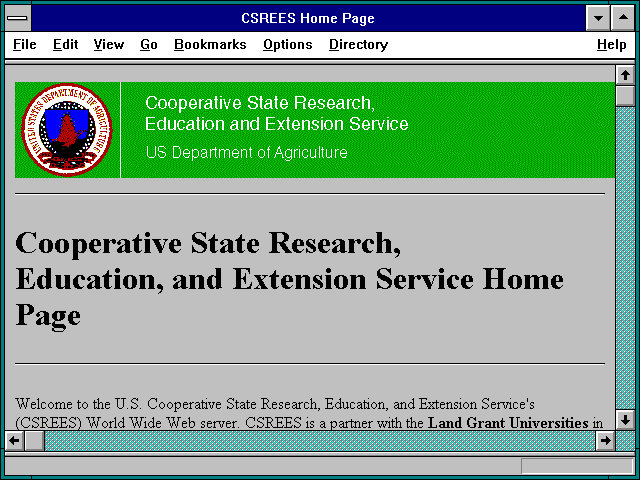 Screenshot of CSREES Home Page