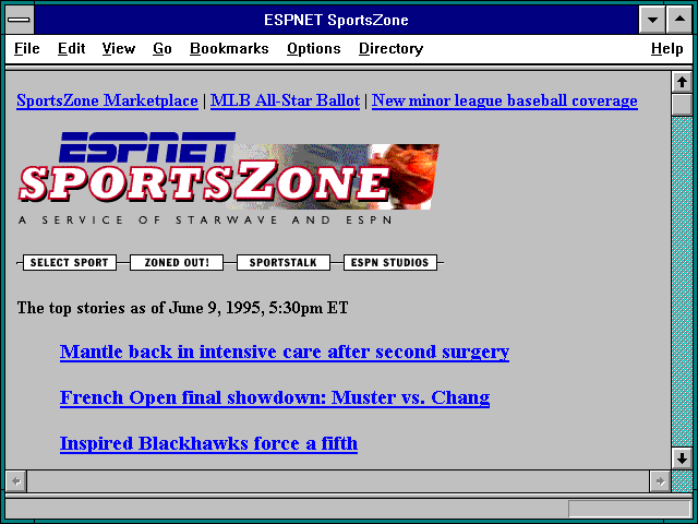 Screenshot of ESPNET SportsZone