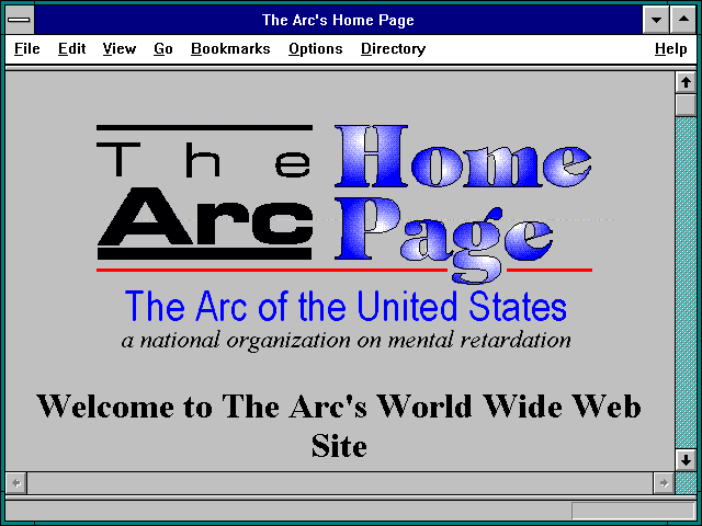 Screenshot of The Arc's Home Page