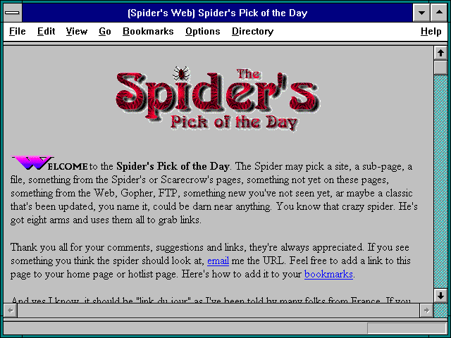 Screenshot of Spider's Web) Spider's Pick of the Day