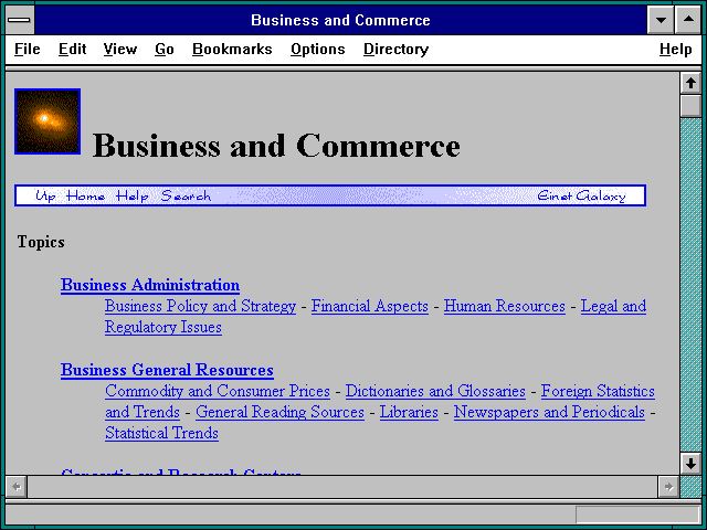 Screenshot of Business and Commerce
