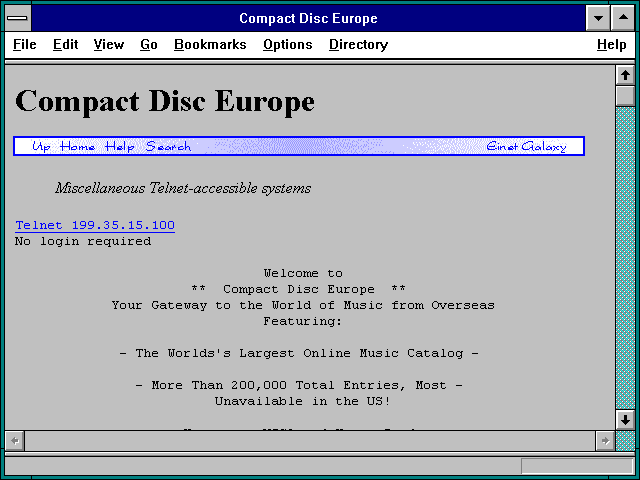 Screenshot of Compact Disc Europe