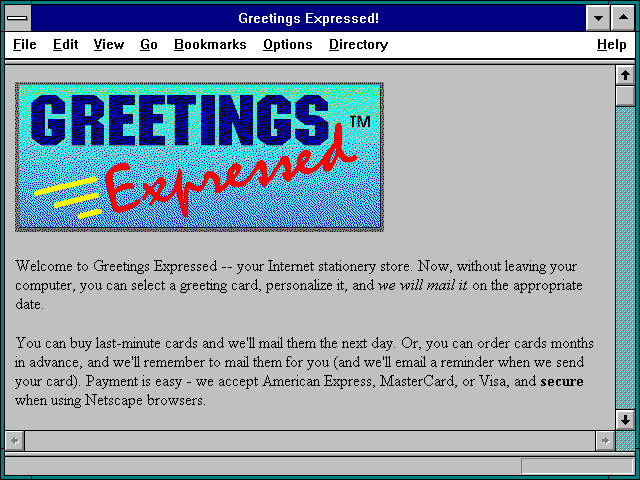 Screenshot of Greetings Expressed!