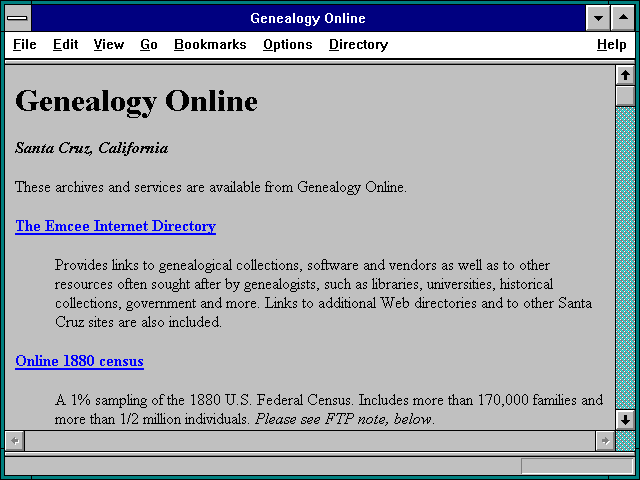 Screenshot of Genealogy Online