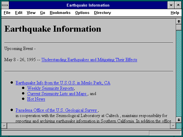 Screenshot of Earthquake Information