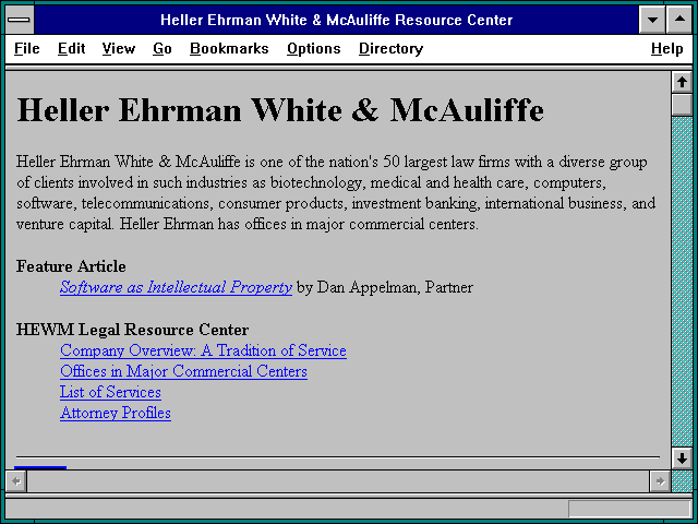 Screenshot of Heller Ehrman White & McAuliffe Resource Center