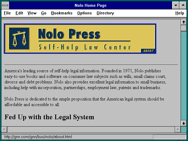 Screenshot of Nolo Home Page