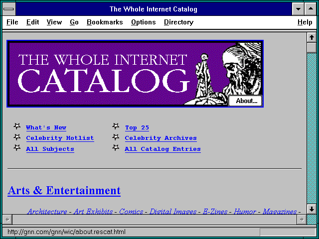 Screenshot of The Whole Internet Catalog