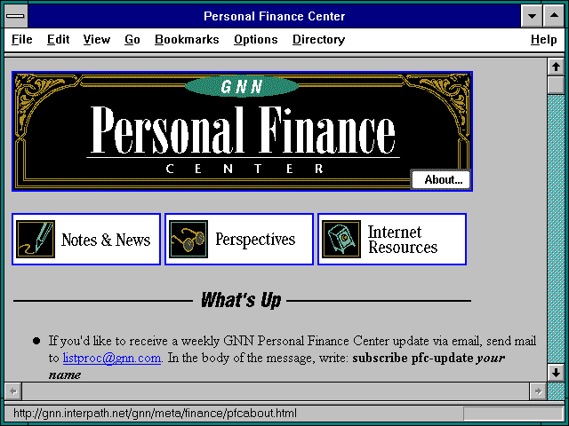 Screenshot of Personal Finance Center