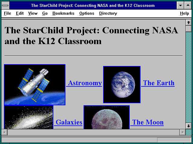 Screenshot of The StarChild Project: Connecting NASA and the K12Classroom