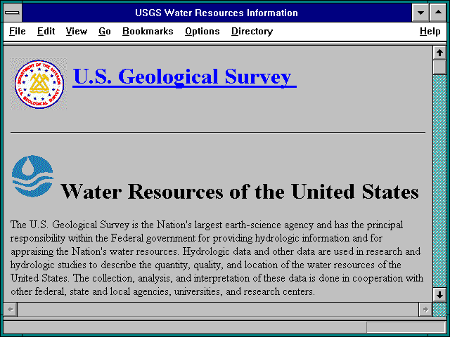 Screenshot of USGS Water Resources Information