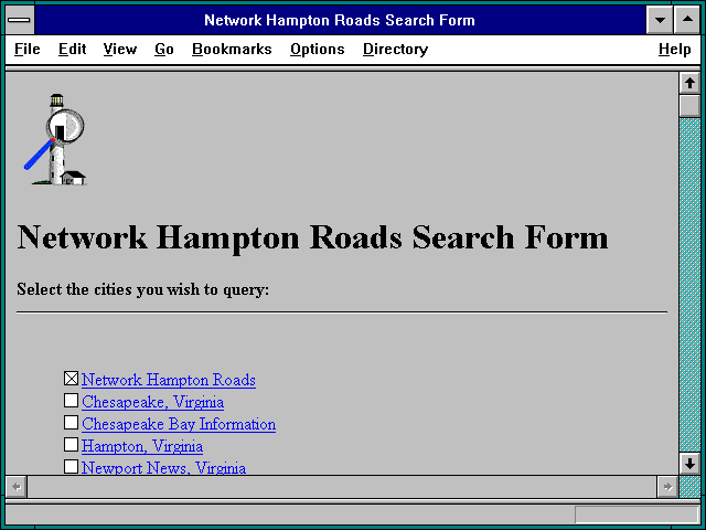 Screenshot of Network Hampton Roads Search Form