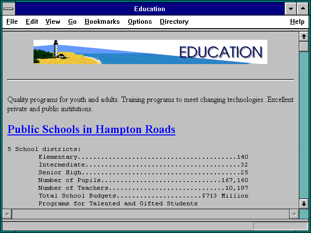 Screenshot of Education