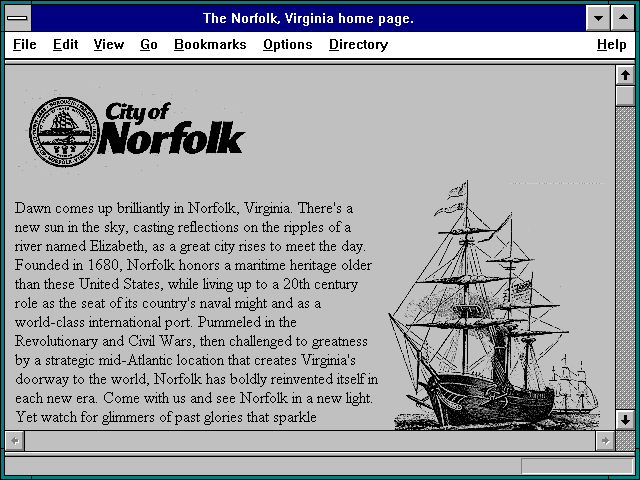 Screenshot of The Norfolk Virginia home page.