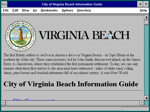 Screenshot of City of Virginia Beach Information Guide