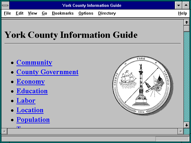 Screenshot of York County Information Guide