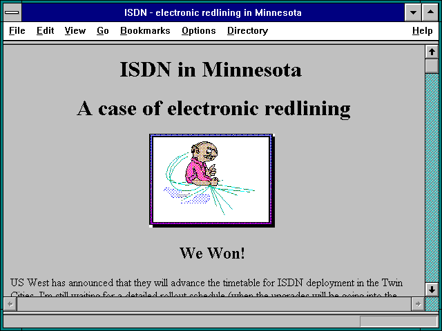Screenshot of ISDN - electronic redlining in Minnesota