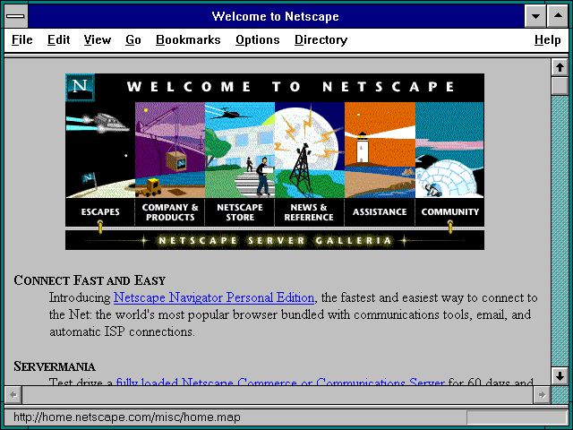 Screenshot of Netscape Atlas is now Netscape 3.0 Beta