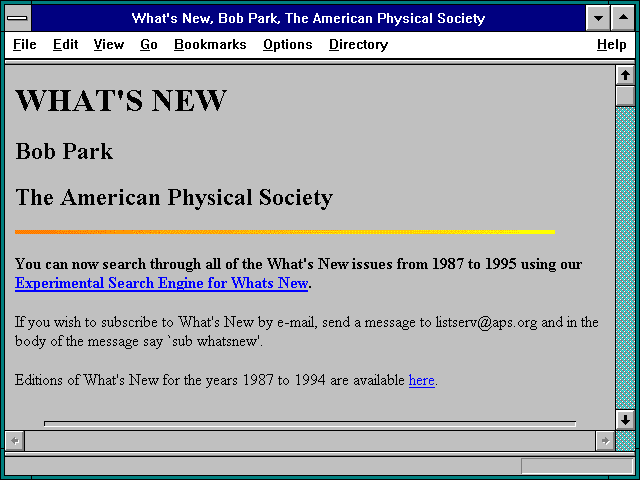 Screenshot of What's New Bob Park The American Physical Society