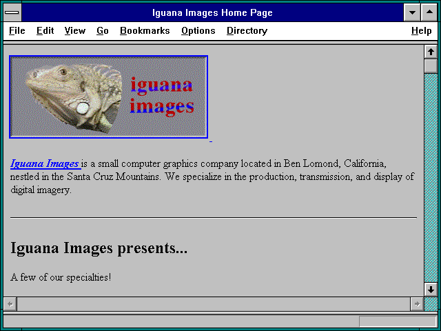 Screenshot of Iguana Images Home Page