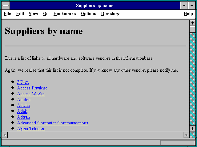 Screenshot of Suppliers by name