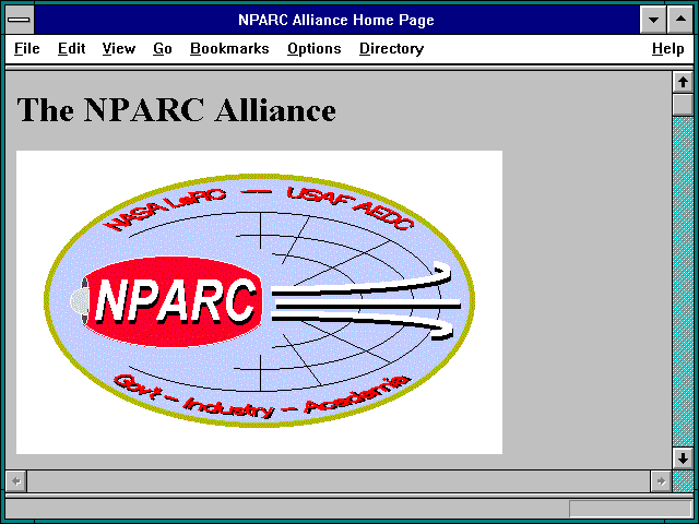 Screenshot of NPARC Alliance Home Page