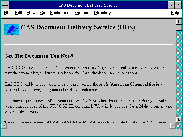 Screenshot of CAS Document Delivery Service
