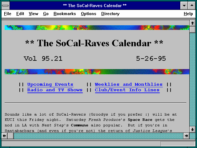 Screenshot of The SoCal-Raves Calendar **