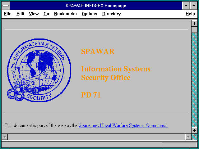 Screenshot of SPAWAR INFOSEC Homepage