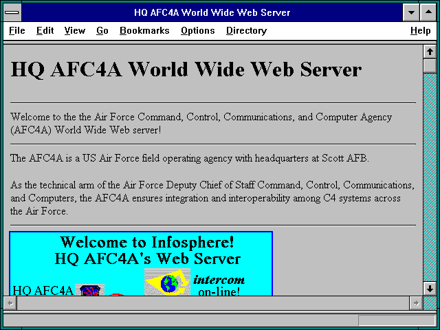Screenshot of HQ AFC4A World Wide Web Server