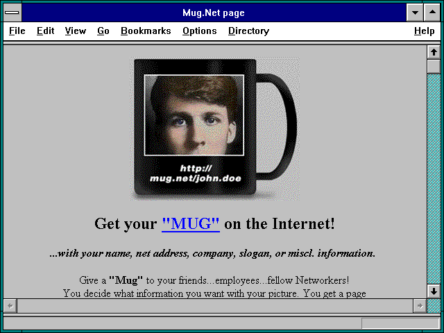 Screenshot of Mug.Net page