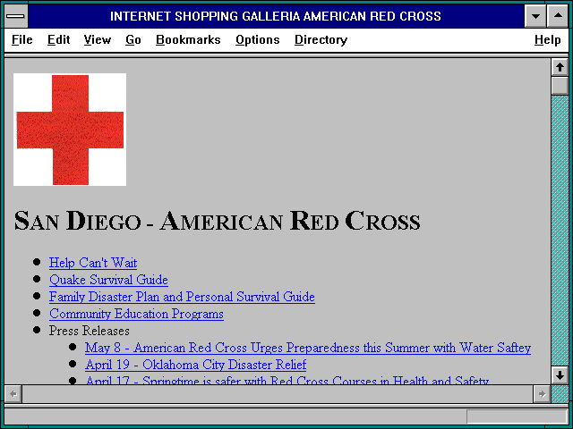 Screenshot of INTERNET SHOPPING GALLERIA AMERICAN RED CROSS