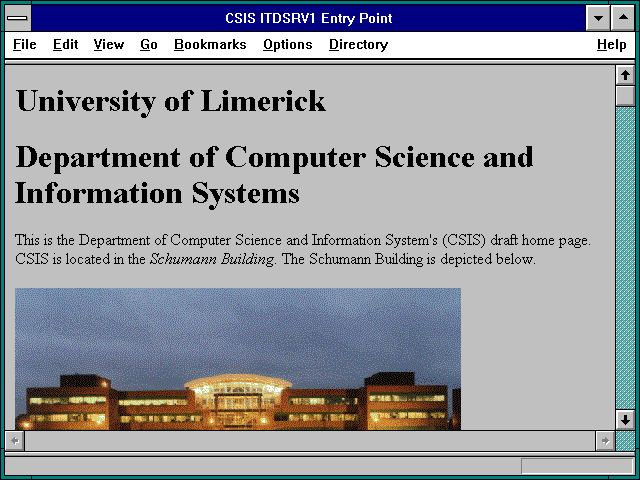 Screenshot of CSIS ITDSRV1 Entry Point
