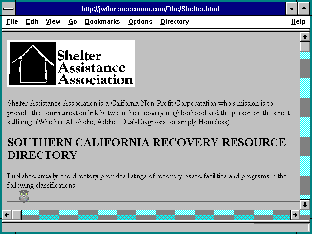 Screenshot of http://jwflorencecomm.com/~the/Shelter.html