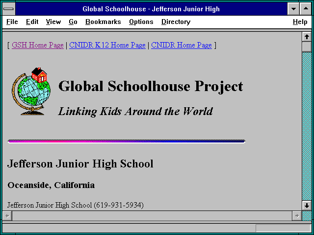 Screenshot of Global Schoolhouse - Jefferson Junior High