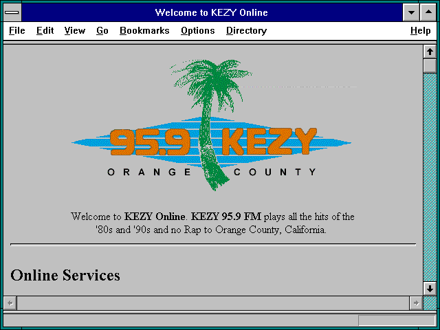 Screenshot of KEZY - 95.9 FM - Anaheim, CA.