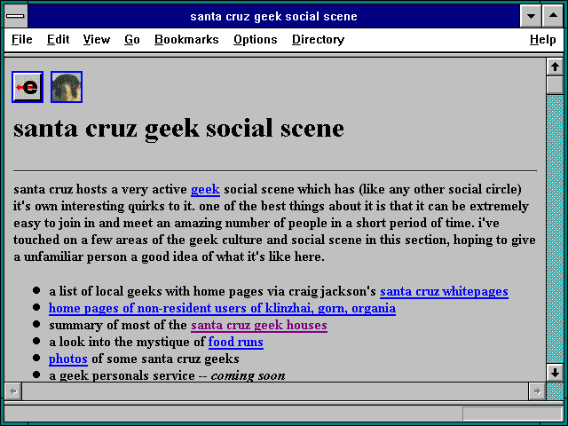 Screenshot of santa cruz geek social scene